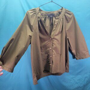 Sanctuary Olive Green Button Down Blouse With 3/4 Sleeves Size M